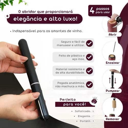 Abridor de Vinho de Pressão de Ar 2 em 1