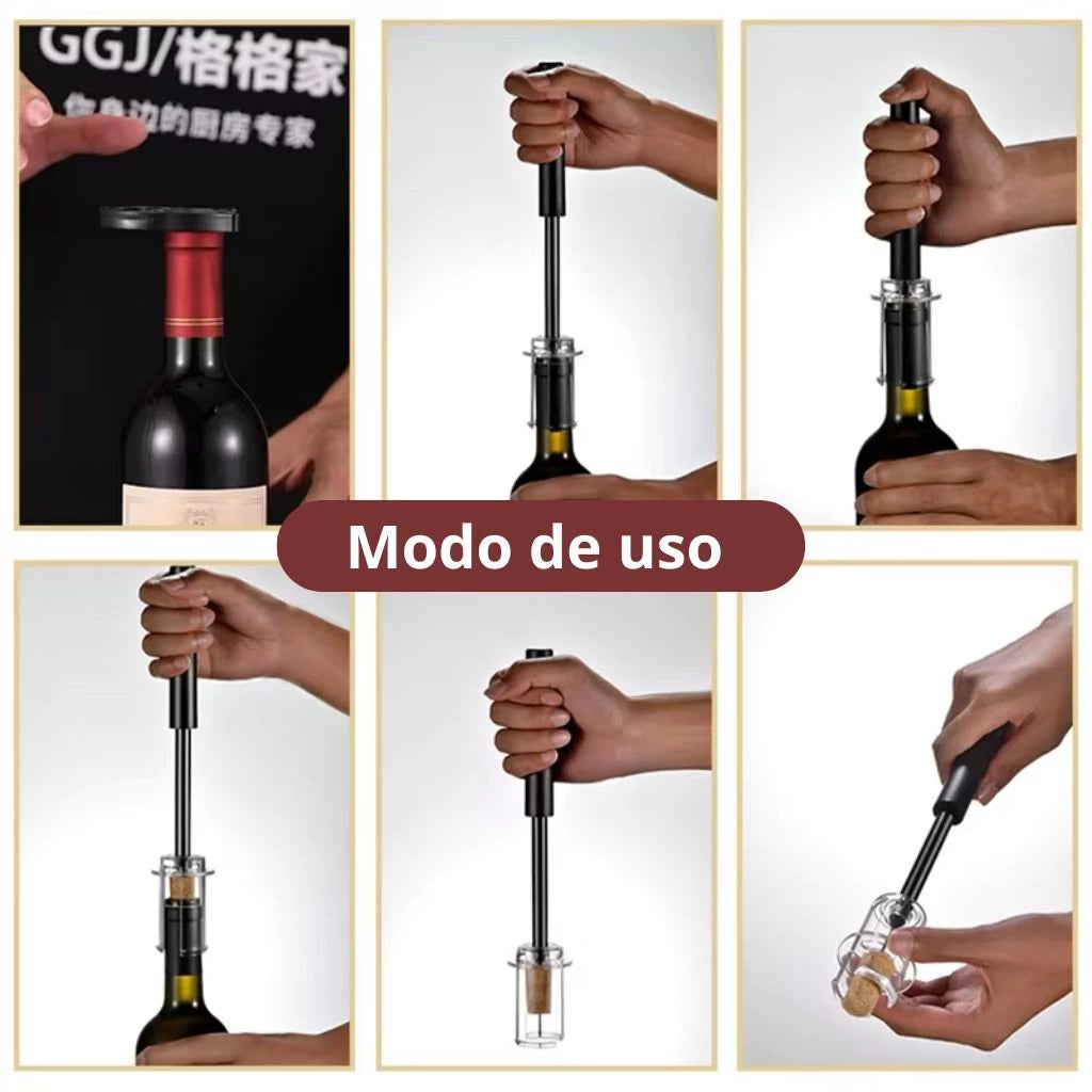 Abridor de vinho à Vácuo + 3 Brindes Grátis