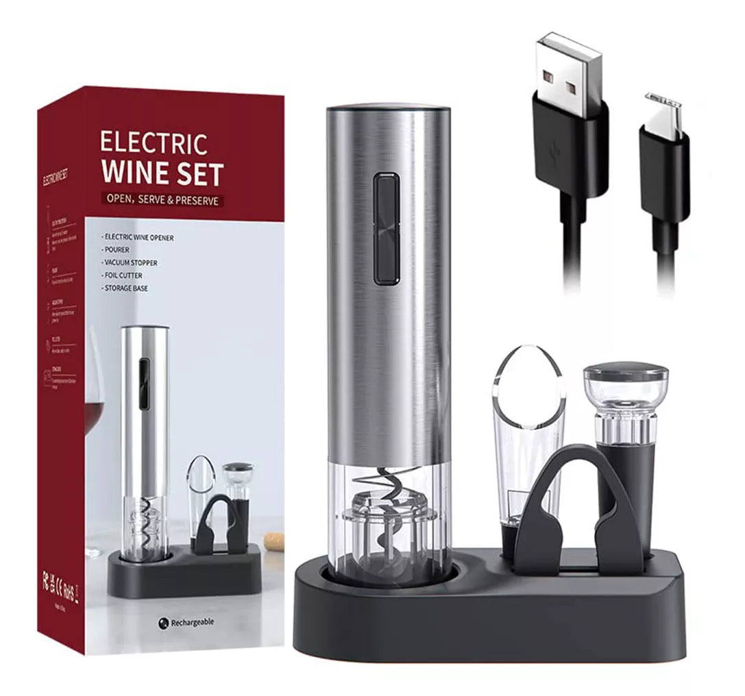 Abridor de Vinho Elétrico USB +3 Brindes Grátis 🍷✨